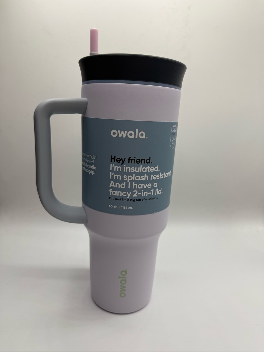 Owala 40 oz Insulated Tumbler w/ Handle Lavender with Grey and Green NWT